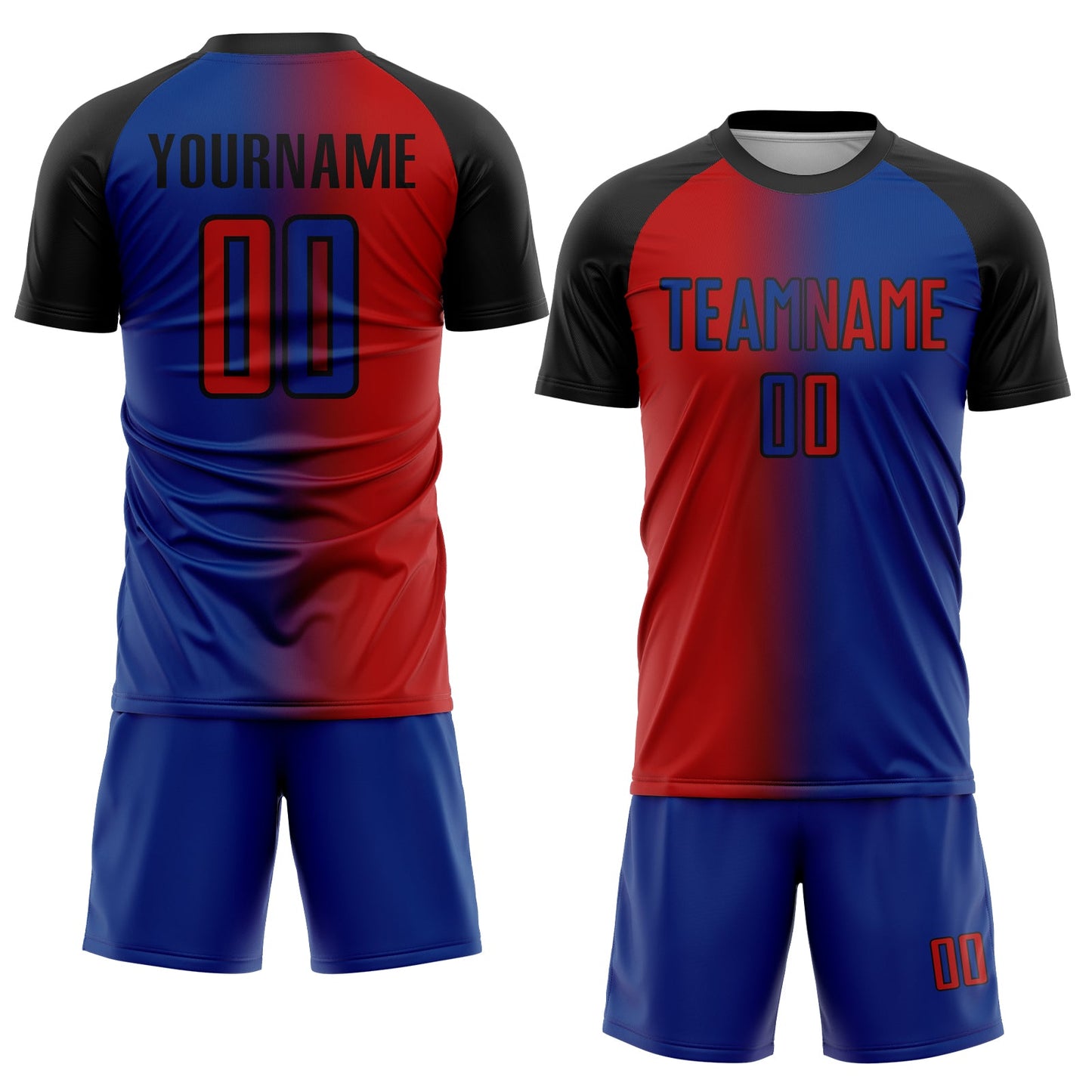 Custom Royal Red-Black Sublimation Gradient Fashion Soccer Uniform Jersey - Sky-Custom