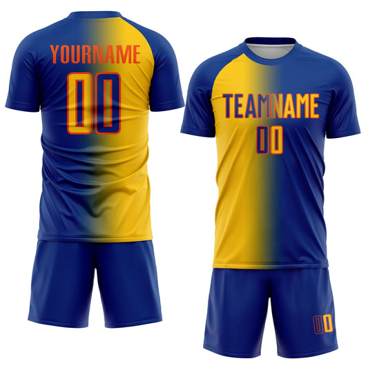 Custom Royal Yellow-Orange Sublimation Gradient Fashion Soccer Uniform Jersey - Sky-Custom