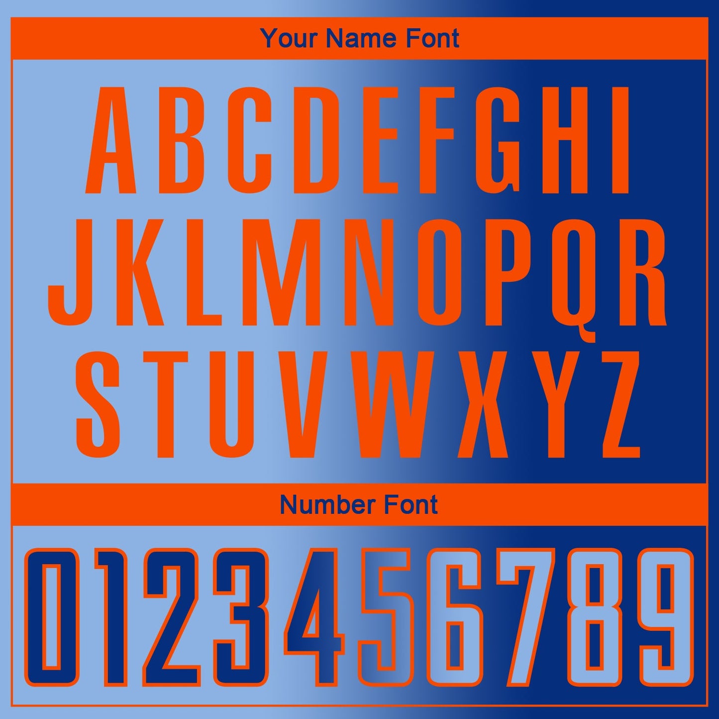 Custom Royal Light Blue-Orange Sublimation Gradient Fashion Soccer Uniform Jersey - Sky-Custom