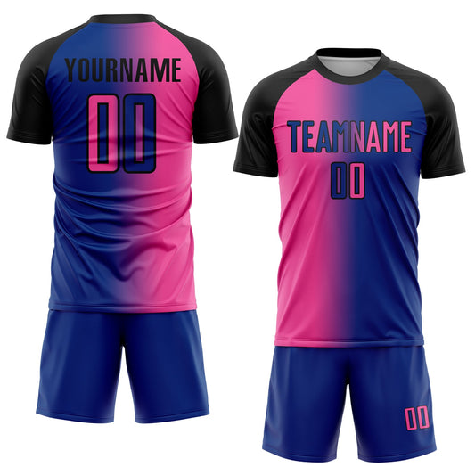 Custom Royal Pink-Black Sublimation Gradient Fashion Soccer Uniform Jersey - Sky-Custom