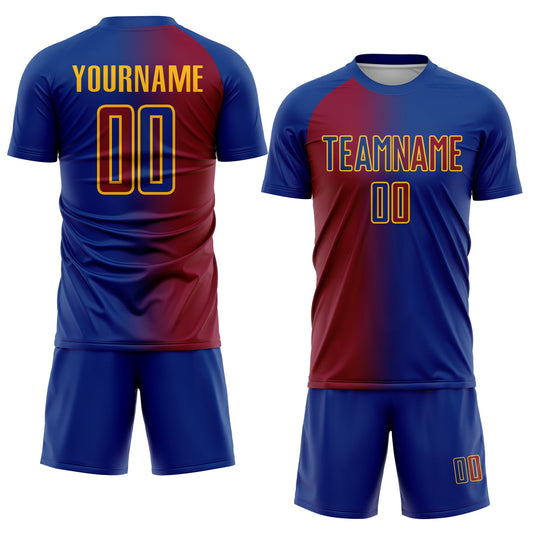 Custom Royal Maroon-Gold Sublimation Gradient Fashion Soccer Uniform Jersey - Sky-Custom