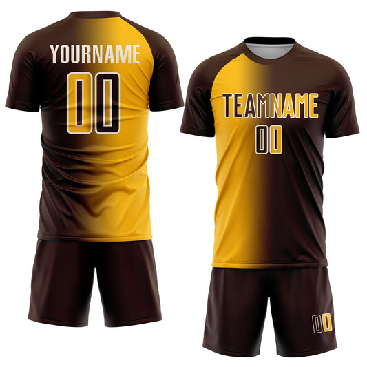 Custom Brown Gold-Cream Sublimation Gradient Fashion Soccer Uniform Jersey - Sky-Custom