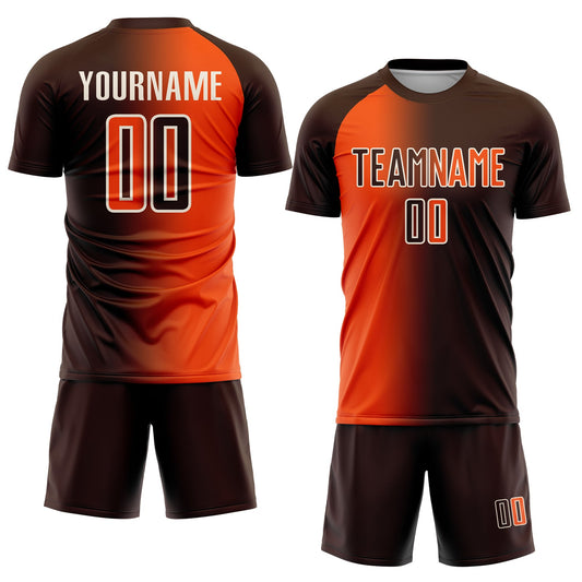 Custom Brown Orange-Cream Sublimation Gradient Fashion Soccer Uniform Jersey - Sky-Custom