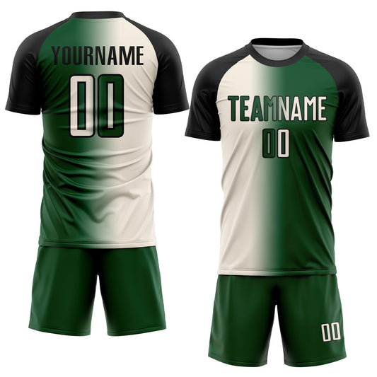 Custom Green Cream-Black Sublimation Gradient Fashion Soccer Uniform Jersey - Sky-Custom