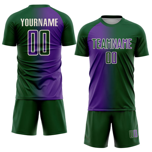 Custom Green Purple-Cream Sublimation Gradient Fashion Soccer Uniform Jersey - Sky-Custom