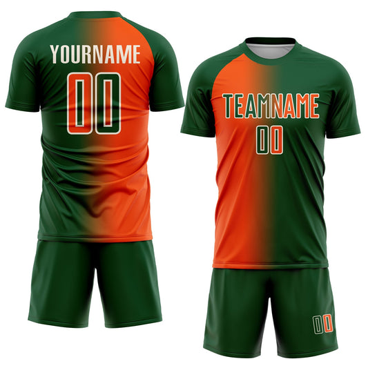Custom Green Orange-Cream Sublimation Gradient Fashion Soccer Uniform Jersey - Sky-Custom