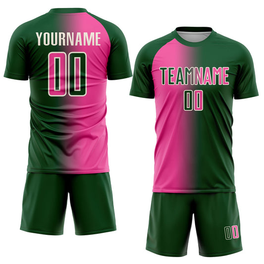 Custom Green Pink-Cream Sublimation Gradient Fashion Soccer Uniform Jersey - Sky-Custom