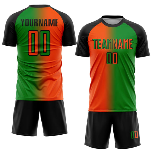 Custom Grass Green Orange-Black Sublimation Gradient Fashion Soccer Uniform Jersey - Sky-Custom