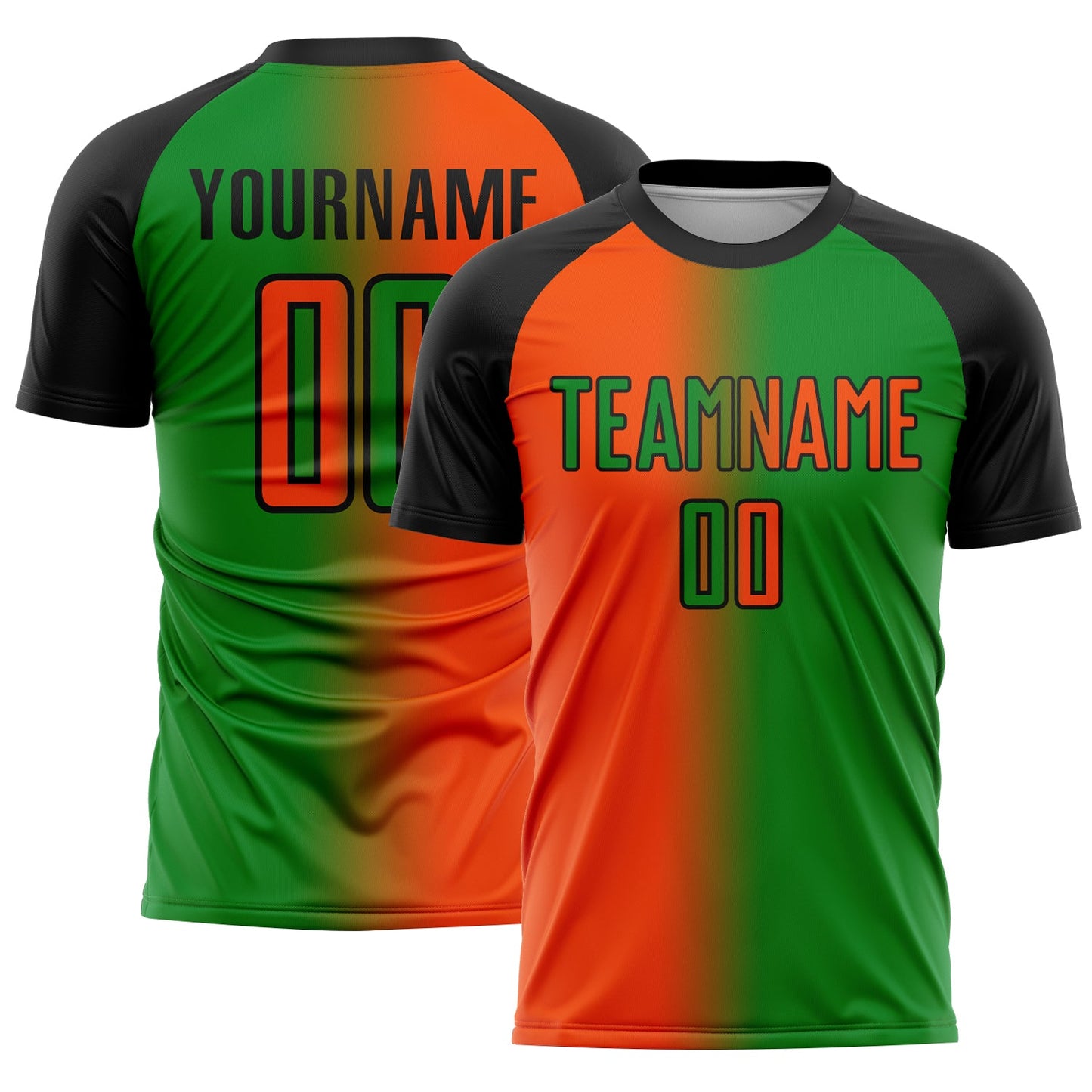 Custom Grass Green Orange-Black Sublimation Gradient Fashion Soccer Uniform Jersey - Sky-Custom