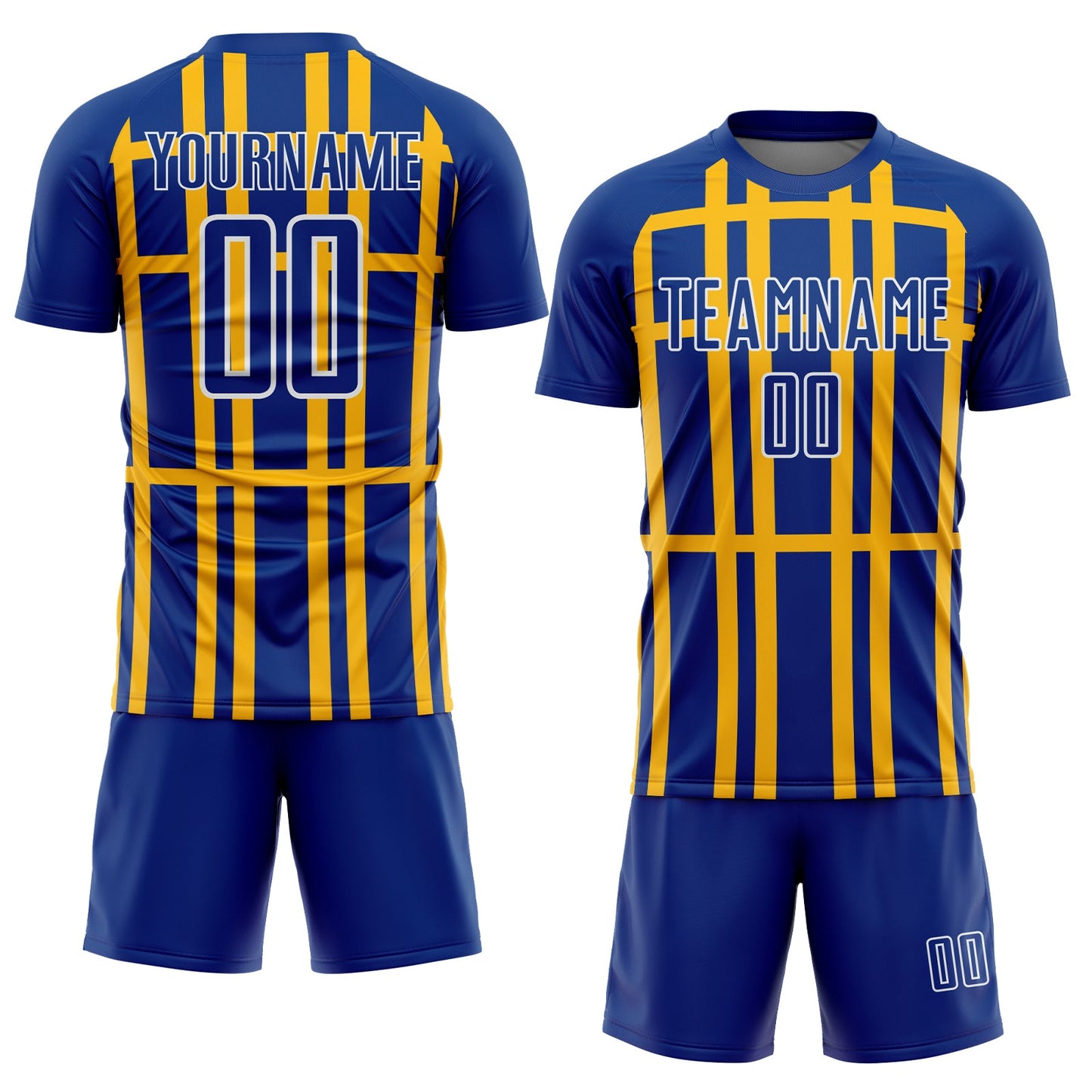 Custom Royal Gold-White Stripe Line Sublimation Soccer Uniform Jersey - Sky-Custom
