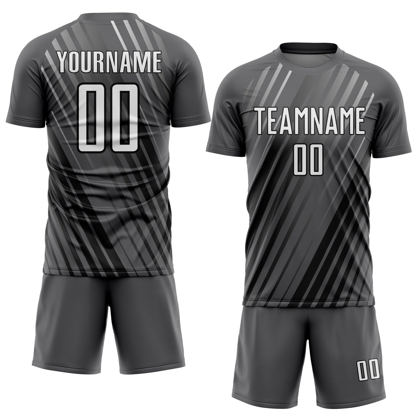 Custom Steel Gray White-Black Stripe Line Sublimation Soccer Uniform Jersey - Sky-Custom