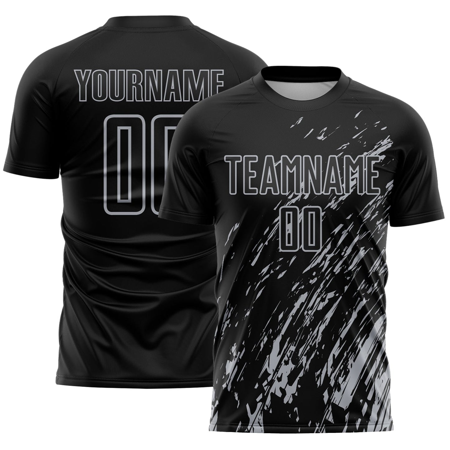 Custom Black Gray Splash Sublimation Soccer Uniform Jersey - Sky-Custom