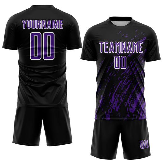 Custom Black Purple-White Splash Sublimation Soccer Uniform Jersey - Sky-Custom