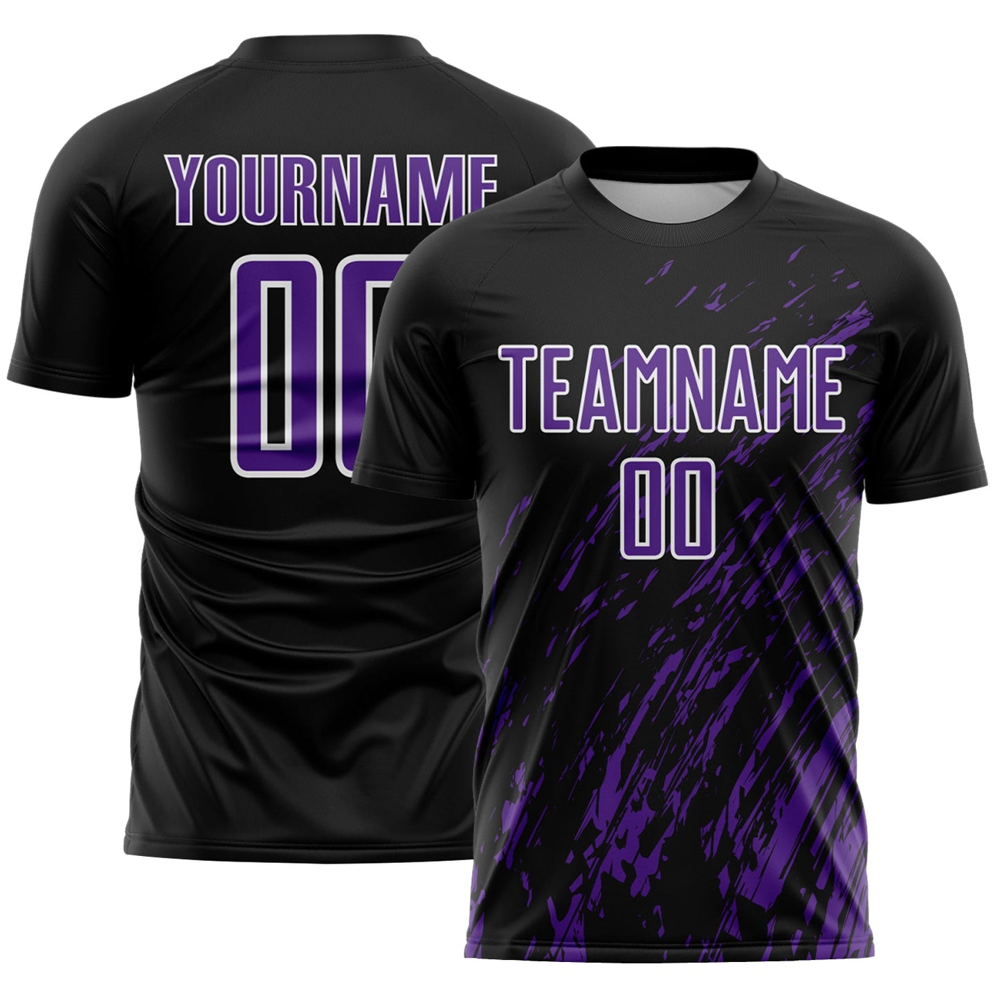 Custom Black Purple-White Splash Sublimation Soccer Uniform Jersey - Sky-Custom