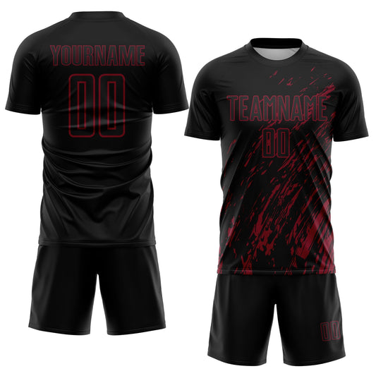 Custom Black Crimson Splash Sublimation Soccer Uniform Jersey - Sky-Custom