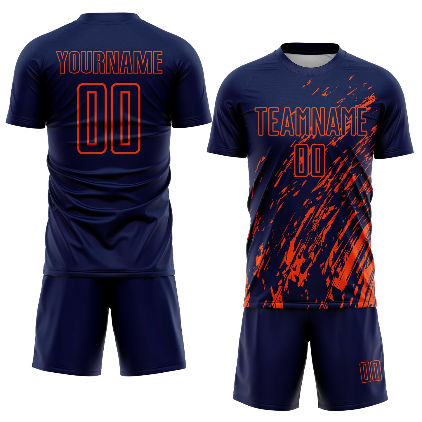 Custom Navy Orange Splash Sublimation Soccer Uniform Jersey - Sky-Custom