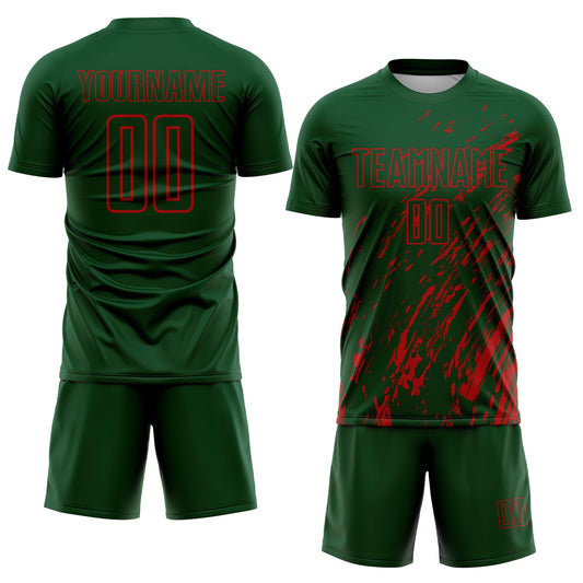 Custom Green Red Splash Sublimation Soccer Uniform Jersey - Sky-Custom