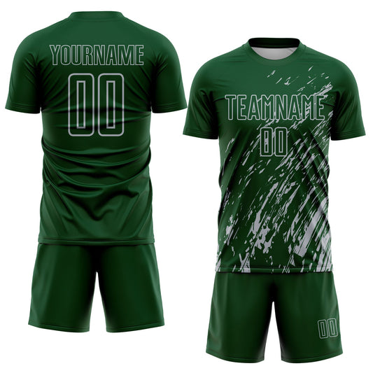 Custom Green Gray Splash Sublimation Soccer Uniform Jersey - Sky-Custom