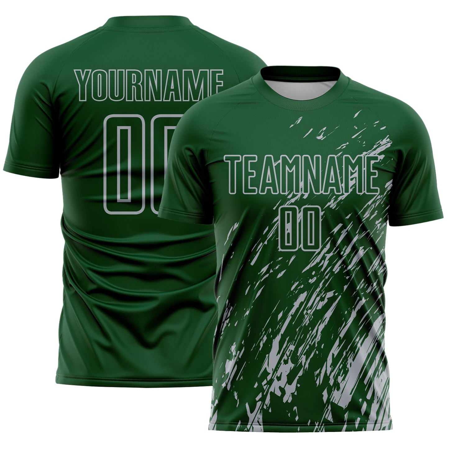 Custom Green Gray Splash Sublimation Soccer Uniform Jersey - Sky-Custom