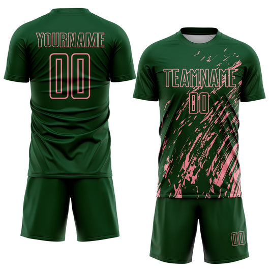 Custom Green Medium Pink Splash Sublimation Soccer Uniform Jersey - Sky-Custom