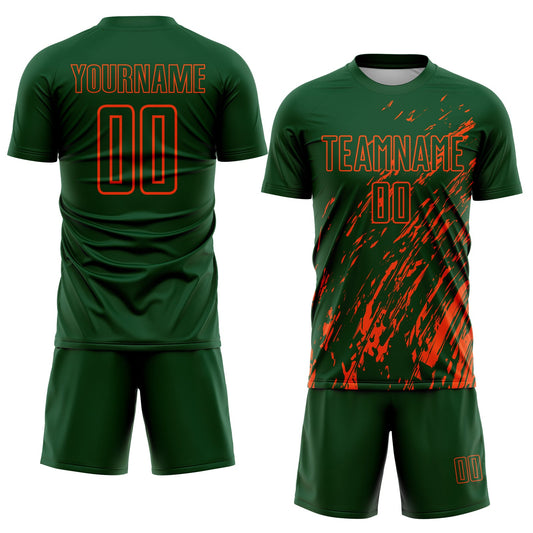 Custom Green Orange Splash Sublimation Soccer Uniform Jersey - Sky-Custom