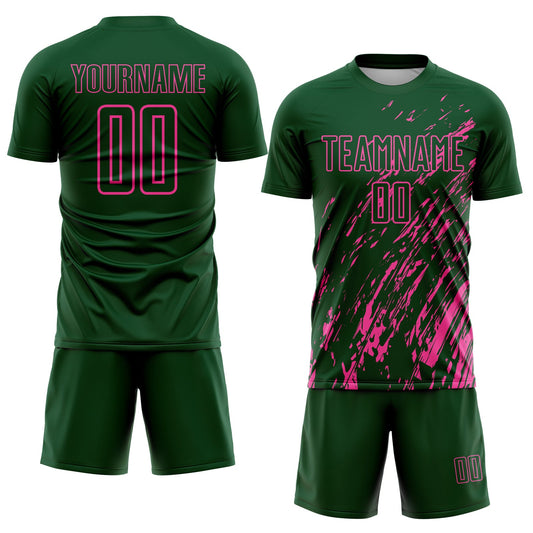 Custom Green Pink Splash Sublimation Soccer Uniform Jersey - Sky-Custom