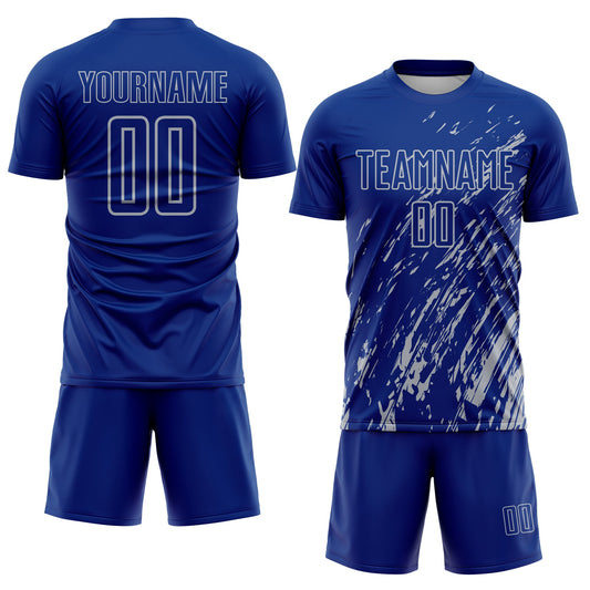 Custom Royal Gray Splash Sublimation Soccer Uniform Jersey - Sky-Custom
