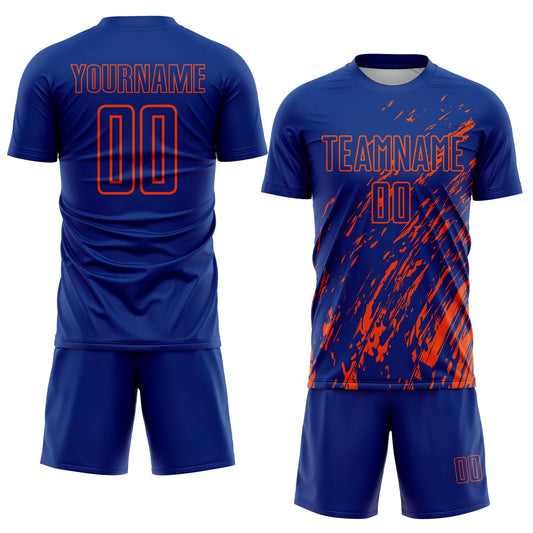 Custom Royal Orange Splash Sublimation Soccer Uniform Jersey - Sky-Custom