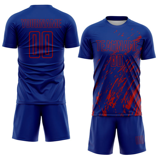 Custom Royal Red Splash Sublimation Soccer Uniform Jersey - Sky-Custom