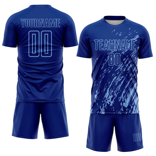 Custom Royal Light Blue Splash Sublimation Soccer Uniform Jersey - Sky-Custom