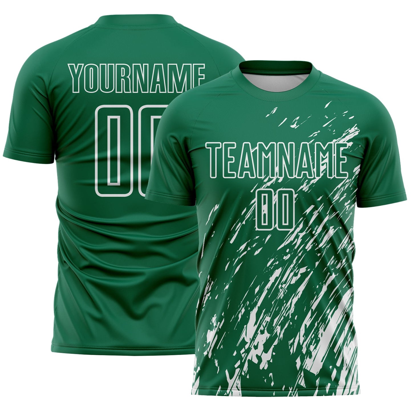 Custom Kelly Green White Splash Sublimation Soccer Uniform Jersey - Sky-Custom