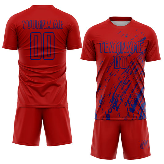 Custom Red Royal Splash Sublimation Soccer Uniform Jersey - Sky-Custom