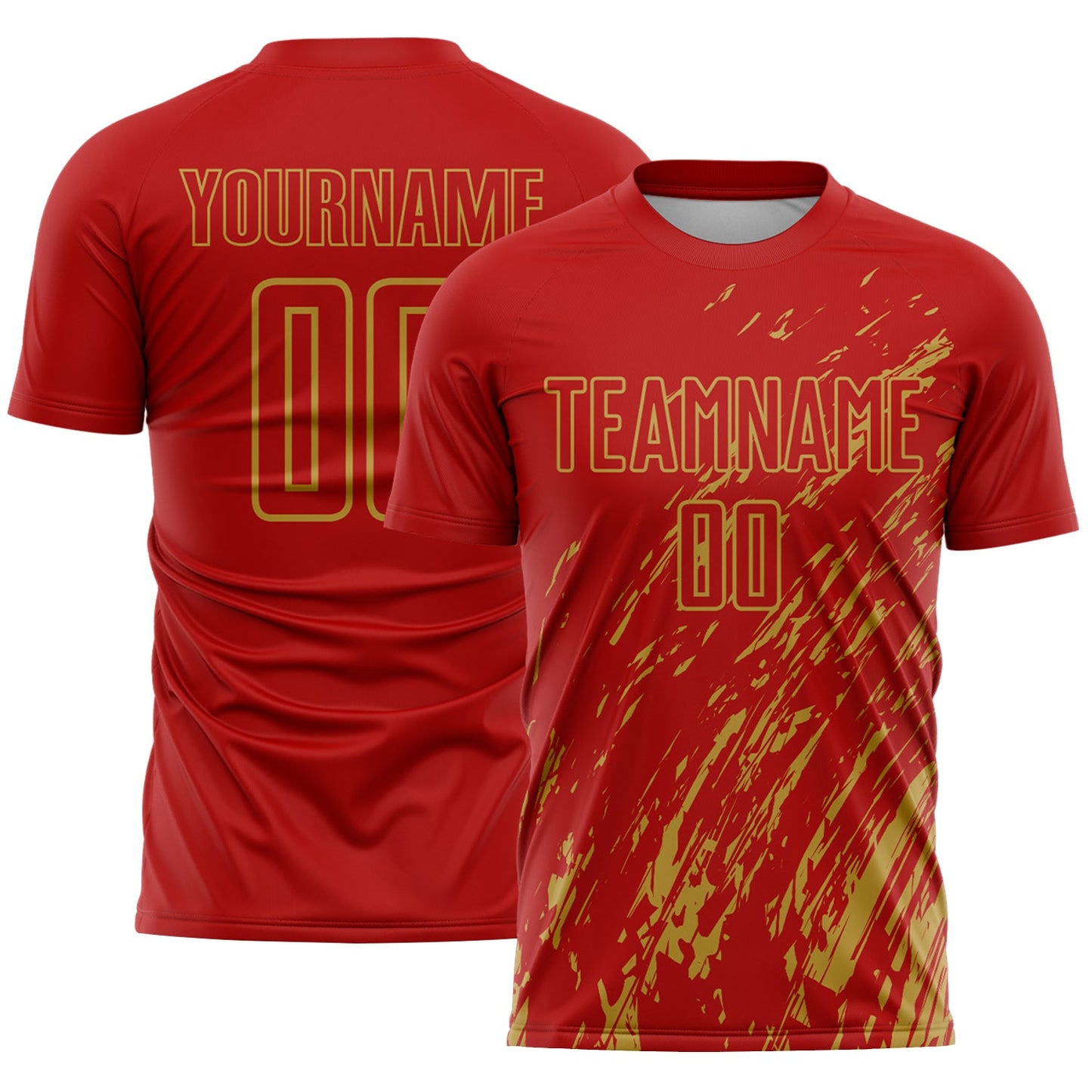 Custom Red Old Gold Splash Sublimation Soccer Uniform Jersey - Sky-Custom