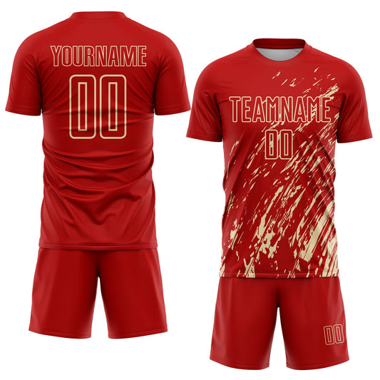 Custom Red Cream Splash Sublimation Soccer Uniform Jersey - Sky-Custom