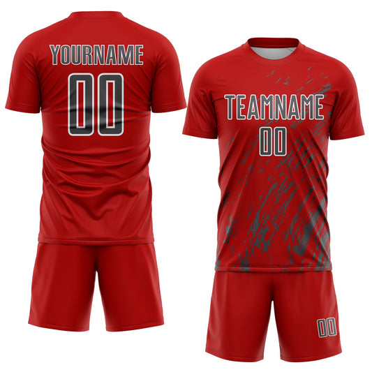 Custom Red Steel Gray-White Splash Sublimation Soccer Uniform Jersey - Sky-Custom