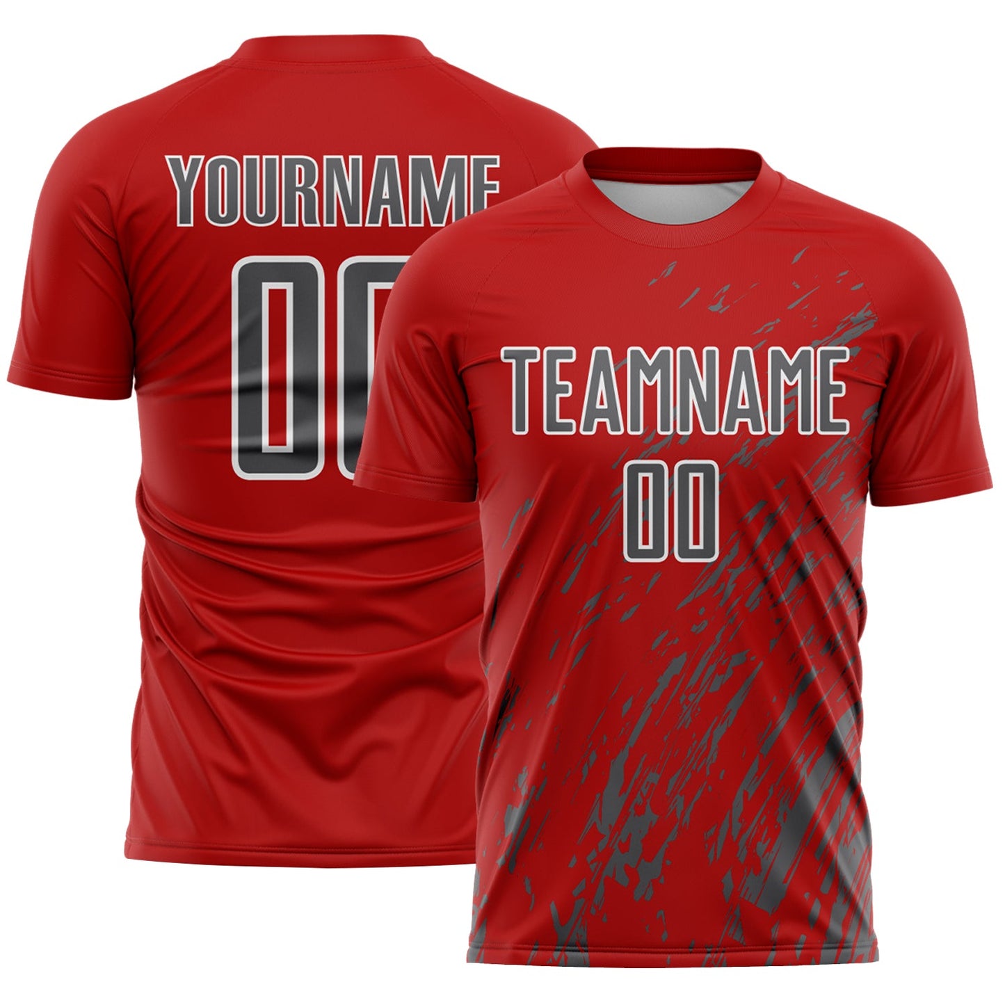 Custom Red Steel Gray-White Splash Sublimation Soccer Uniform Jersey - Sky-Custom