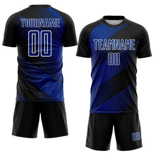 Custom Black Royal-White Line Sublimation Soccer Uniform Jersey - Sky-Custom