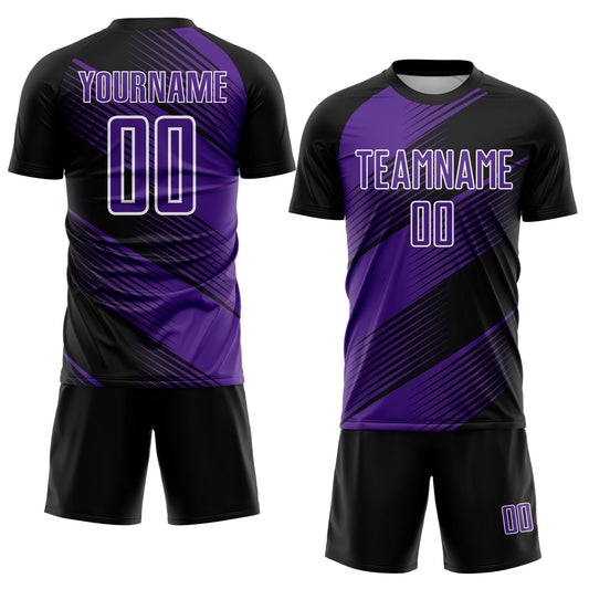 Custom Black Purple-White Line Sublimation Soccer Uniform Jersey - Sky-Custom