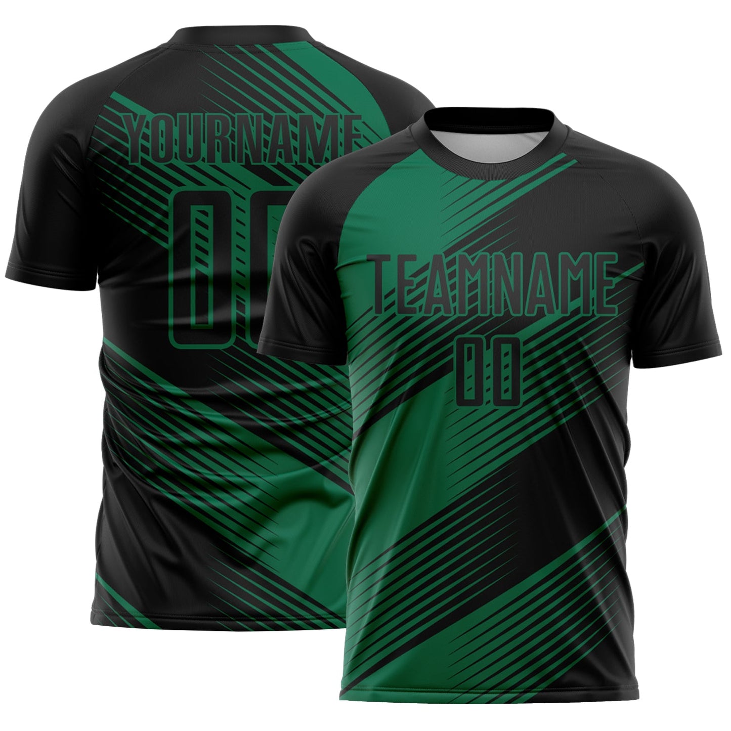 Custom Black Kelly Green Line Sublimation Soccer Uniform Jersey - Sky-Custom