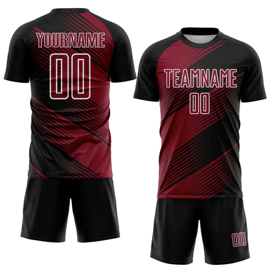 Custom Black Crimson-White Line Sublimation Soccer Uniform Jersey - Sky-Custom