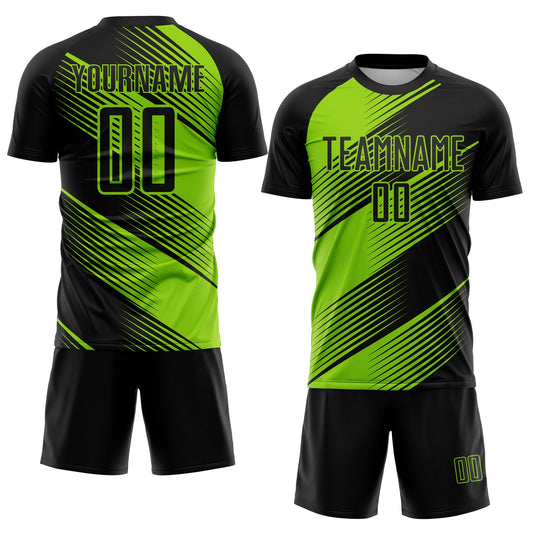 Custom Black Neon Green Line Sublimation Soccer Uniform Jersey - Sky-Custom