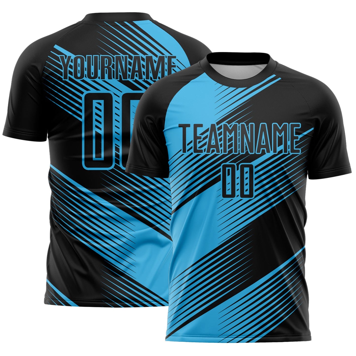 Custom Black Sky Blue Line Sublimation Soccer Uniform Jersey - Sky-Custom