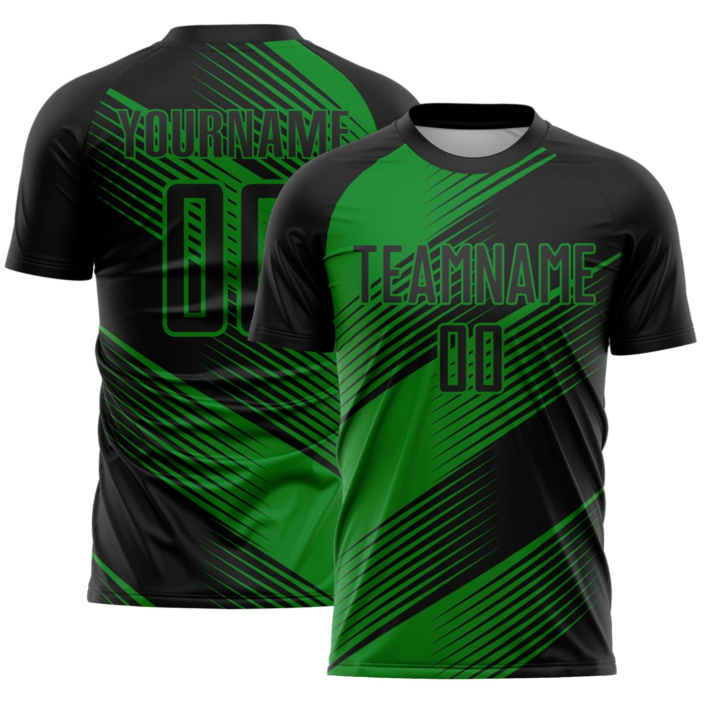 Custom Black Grass Green Line Sublimation Soccer Uniform Jersey - Sky-Custom