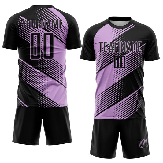 Custom Black Light Pink Line Sublimation Soccer Uniform Jersey - Sky-Custom