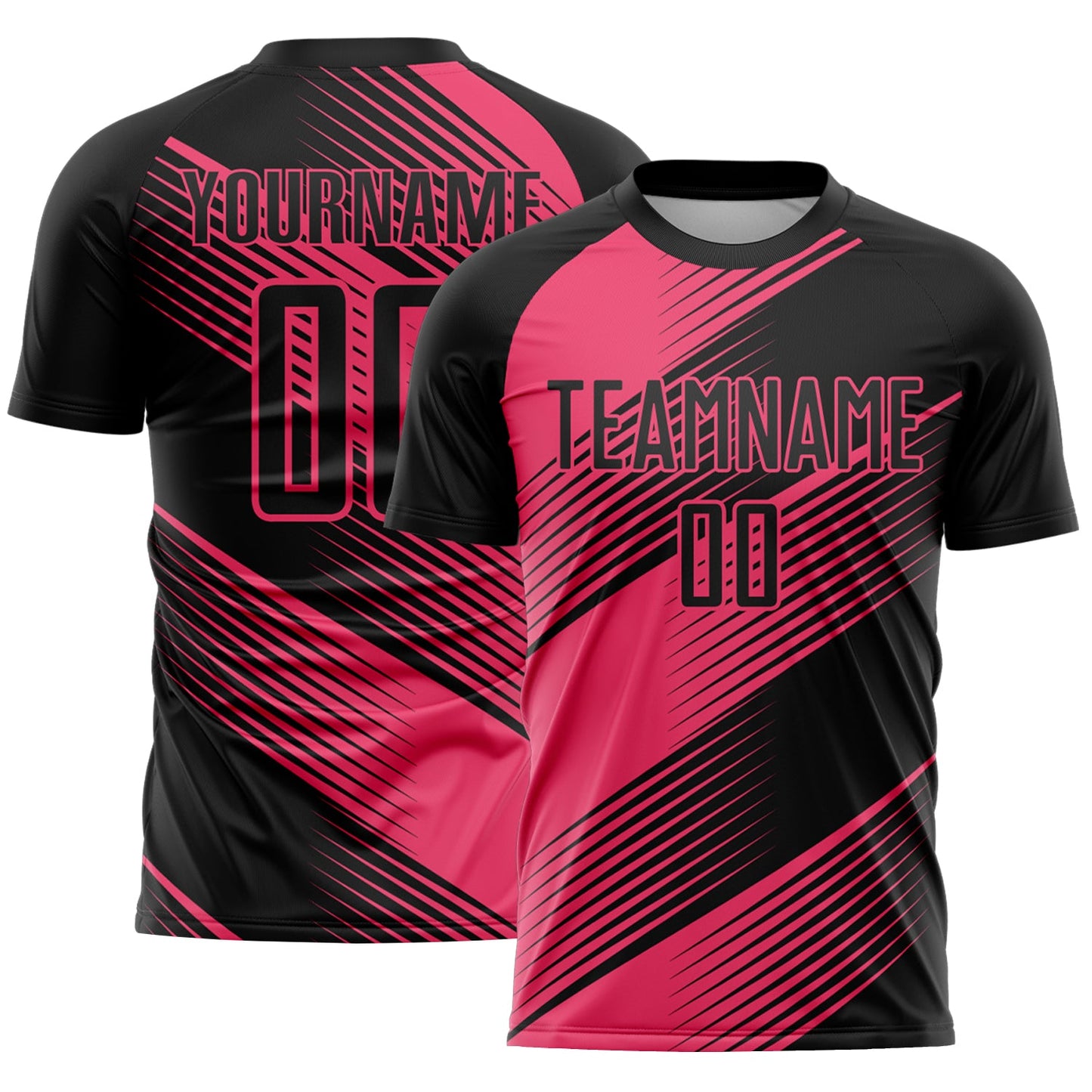 Custom Black Neon Pink Line Sublimation Soccer Uniform Jersey - Sky-Custom