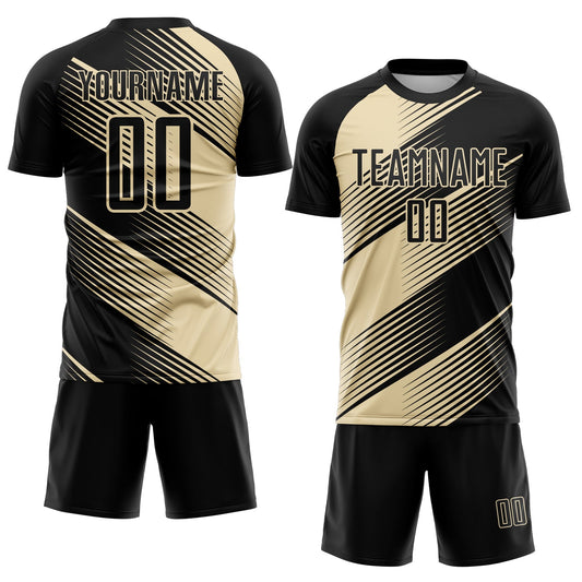 Custom Black Cream Line Sublimation Soccer Uniform Jersey - Sky-Custom