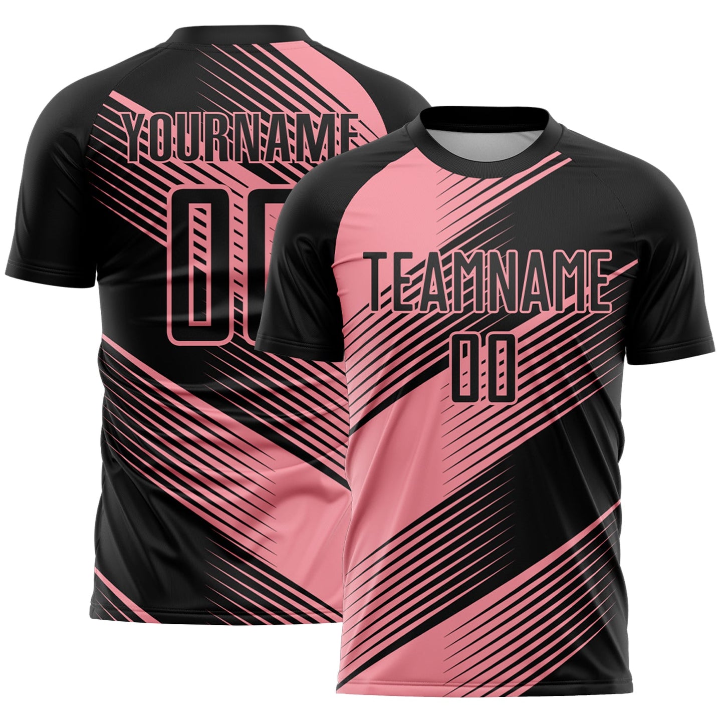 Custom Black Medium Pink Line Sublimation Soccer Uniform Jersey - Sky-Custom
