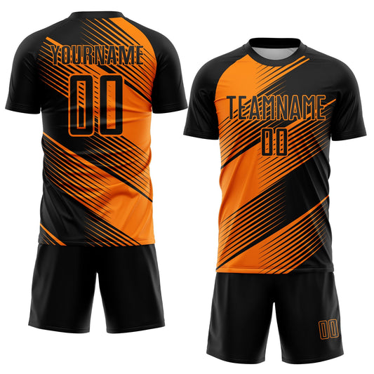 Custom Black Bay Orange Line Sublimation Soccer Uniform Jersey - Sky-Custom