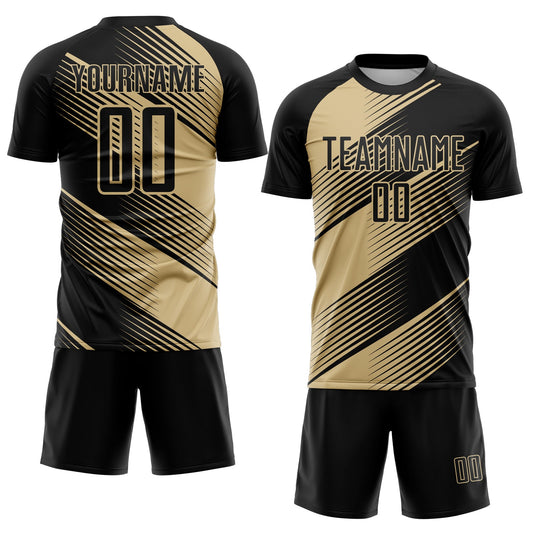 Custom Black Vegas Gold Line Sublimation Soccer Uniform Jersey - Sky-Custom