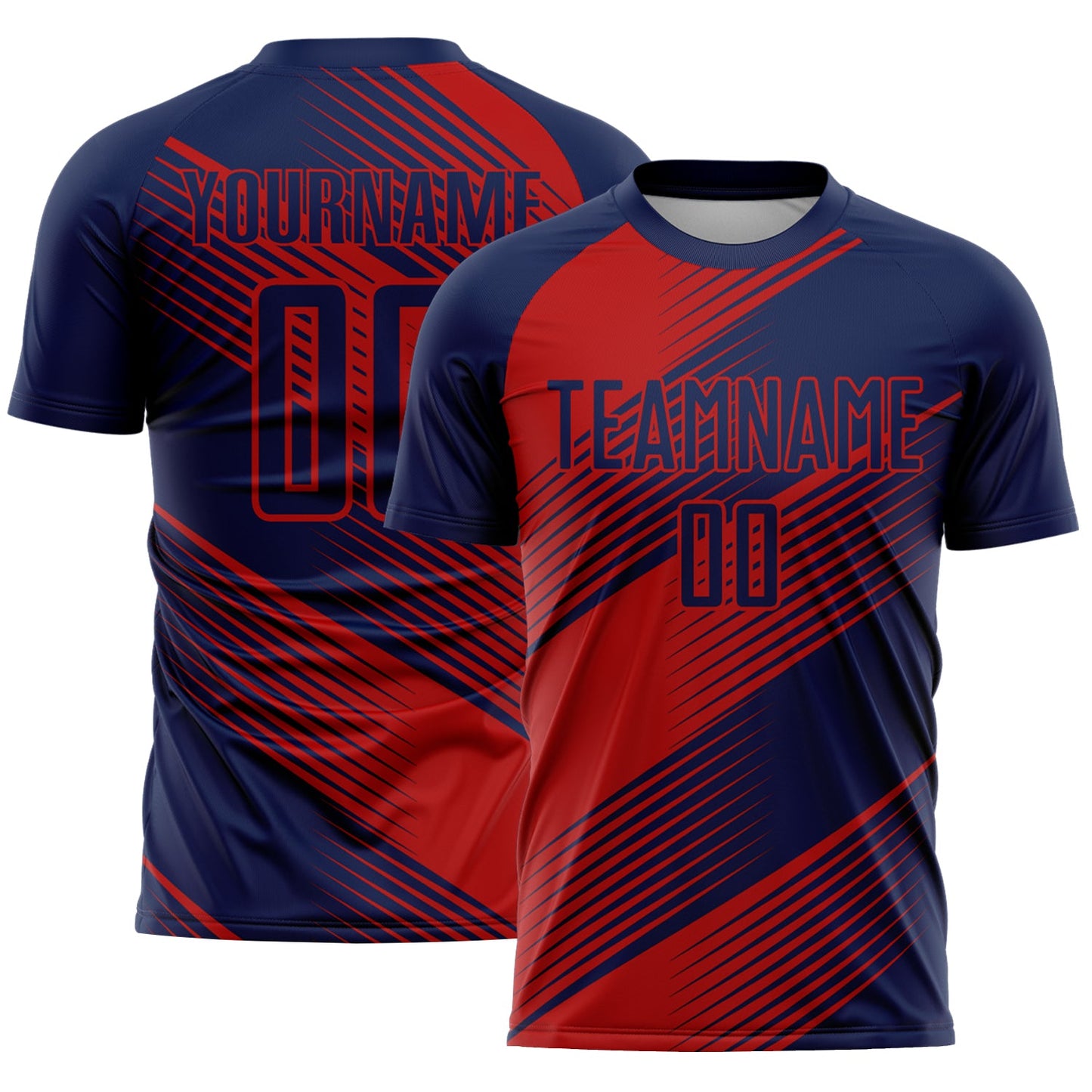 Custom Navy Red Line Sublimation Soccer Uniform Jersey - Sky-Custom